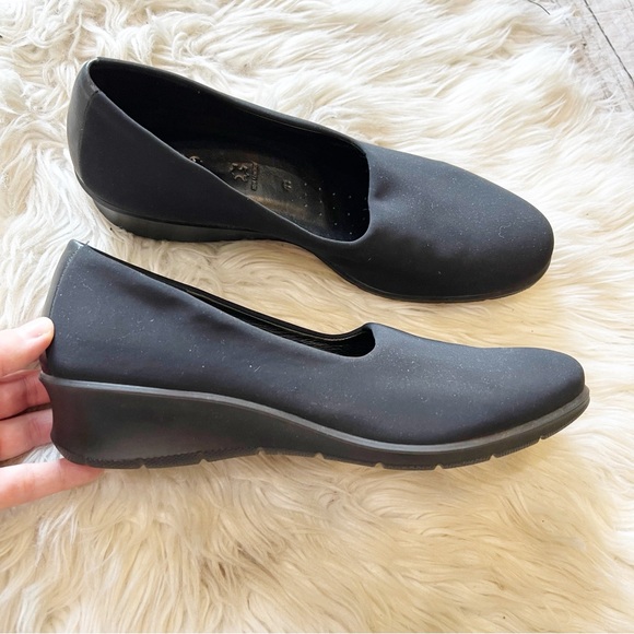ECCO Felicia Stretch Black Textile Slip On Low Wedge Women’s Size 41 = 10/10.5 - Picture 4 of 9